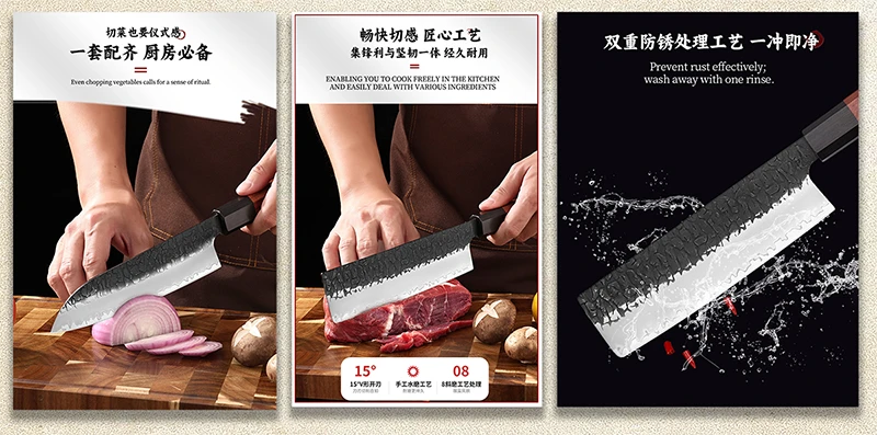 DS-3016 Composite Steel Japanese Chef Knife 90Cr18MoV Core Blade Hammer Kitchen Knife Octagonal Handle Chef Knife-20 DS-3016 Composite Steel Japanese Chef Knife 90Cr18MoV Core Blade Hammer Kitchen Knife Octagonal Handle Chef Knife-20