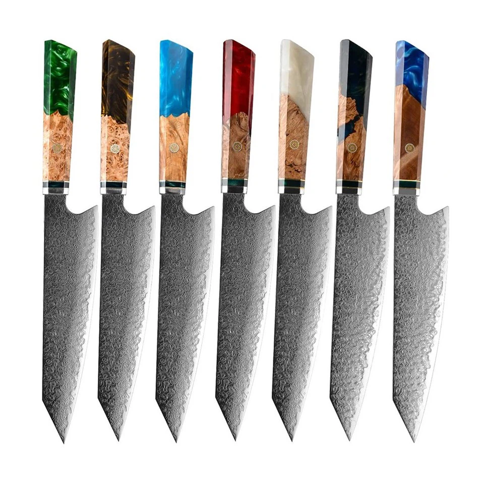 Professional 67 Layers Damascus Steel Kiritsuke Knife With Resin Wood Handle Japanese Chef Knife high quality